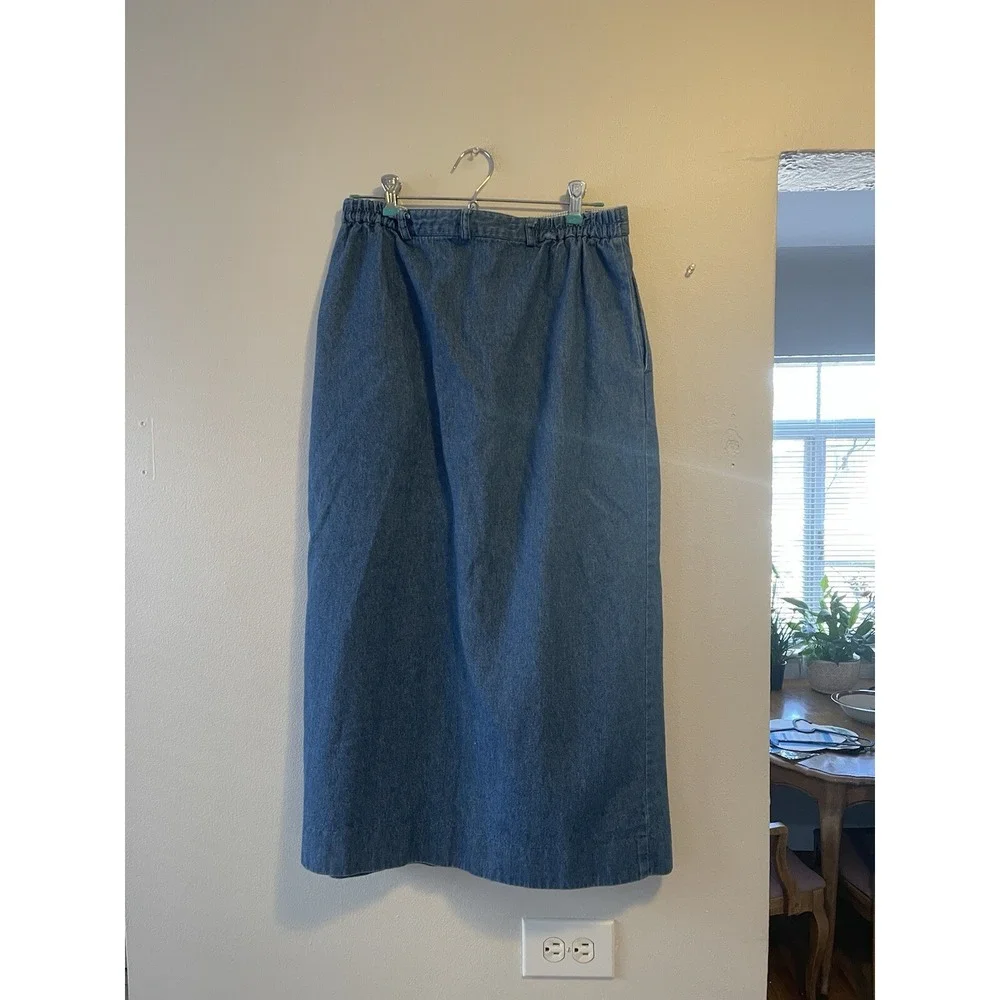 Vintage Talbots Denim Midi‎ Maxi Skirt Grunge Cottagecore Classic Minimalist